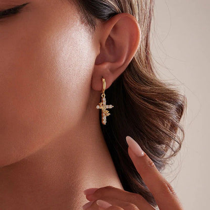 The Eternal Cross & Crown Earrings